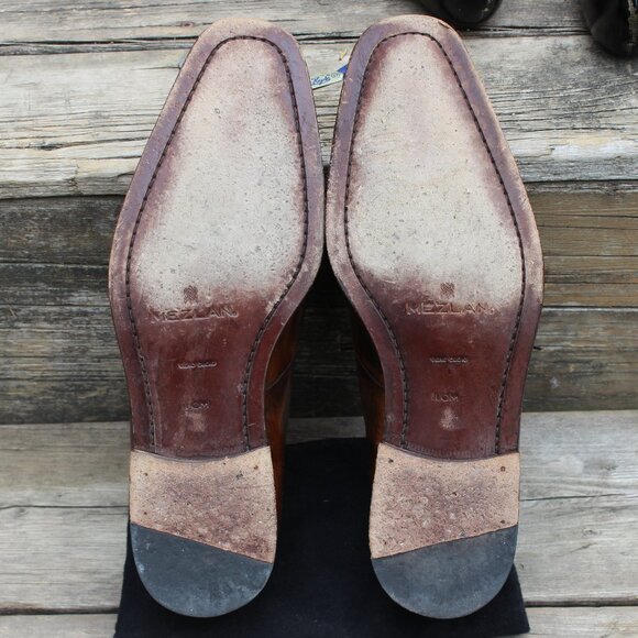 Mezlan Brown Leather Medallion Toe Derby, Men's 10 M, Made in Spain, EUC - Picture 13 of 15